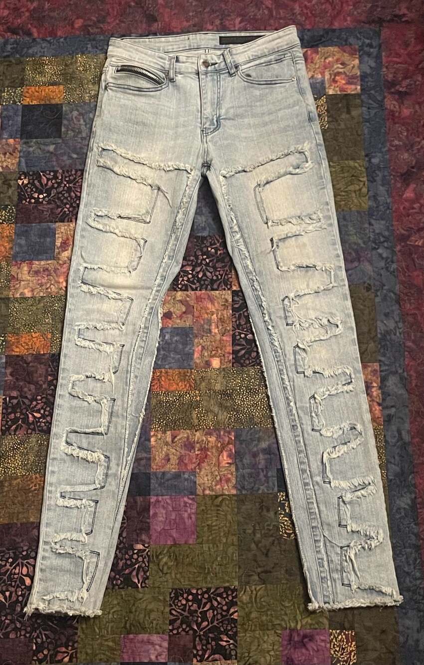 Rockstar Original Distressed Moto Zipper Accent Slim Fit Jeans